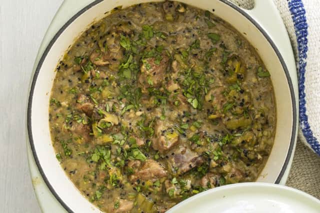 Leek, lamb and nigella seed casserole. Photo by Andrew Crowley.