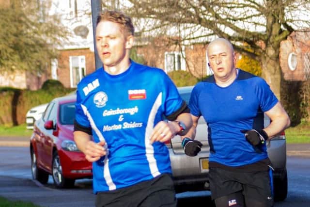 The eventual winner, Ian Haldenby, chasing the leader, Daniel Gleave, during the race. (PHOTO BY: Sharon Gleave).