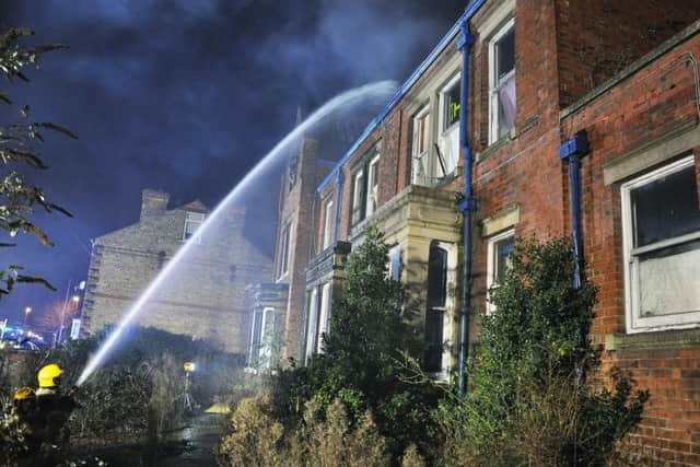 Firefighters tackle a suspected arson blaze in Gainsborough. Image by Lincolnshire Fire and Rescue.