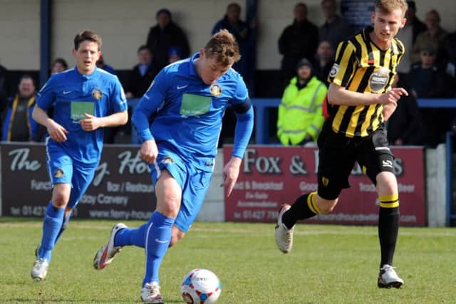 Nathan Jarman netted from the penalty spot for Gainsborough Trinity against Gloucester City.