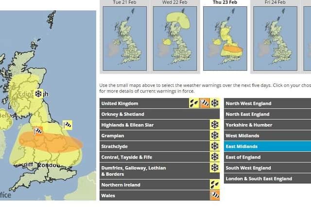 An amber warning is in force for Thursday.