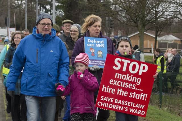 The battle for Bassetlaw Hospital ChildrenÃ¢Â¬"s Ward continues as a march leaves Kilton Forest Golf Course heading for the town centre  Picture: Sarah Washbourn / www.yellowbellyphotos.com