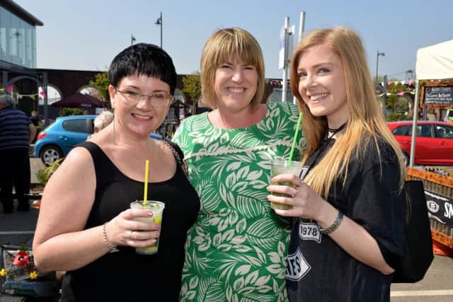 Gainsboroughâ¬"s Marshallâ¬"s Yard celebrates their 10th birthday with food and craft market, pictured are from left Tracy Plumtree, Lissa Macfarlane and Amber Plumtree