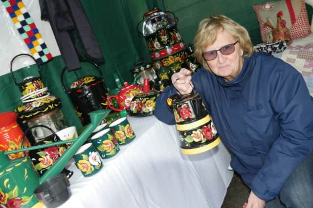 Retford & Worksop Boat Club hold an open day on Chesterfield Canal. Carol Findley with her crafted goods Picture: Sarah Washbourn / www.yellowbellyphotos.com