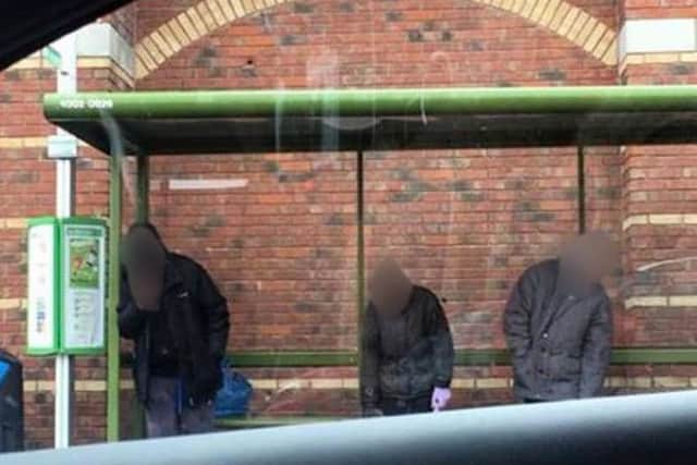 Three young drug zombies in Worksop town centre.