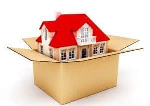 New house in the box real estate conceptual 3d illustration