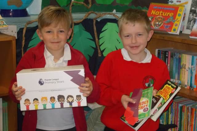 Parish school pupils with their special Premier League prize books