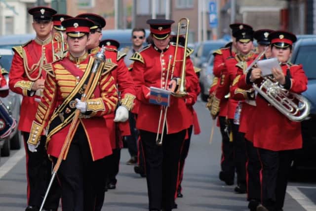 The combined Band of Lincolnshire and Derbyshire Army Cadet Force in Belgium