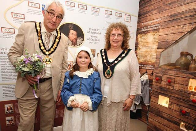 Coun John Handley, chairman of Nottinghamshire County Council, Daisy Appleton and Coun Madelaine Richardson, chairman of Bassetlaw Council at Retford Arts Festival