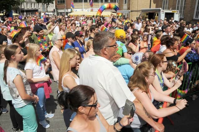 Worksop Pride event.The crowds are entertained by X Factor's Lucy Spraggan.