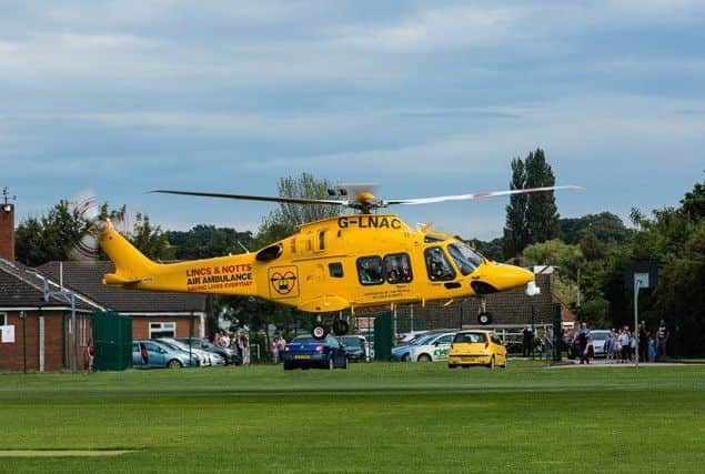 Air ambulance at Morton primary school
