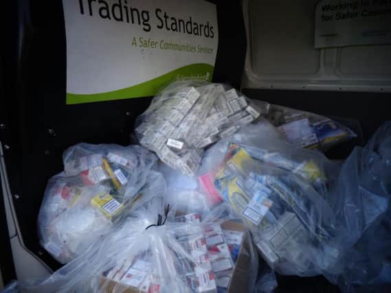 Some of the bags of fake cigarettes which have been seized.