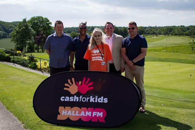 Mike Hibbert; Stuart Bond; Laura Cope; Grant Barton; and Chris Hare of S2S prepare for the 2017 Charity Golf Day at Lindrick Golf Club.