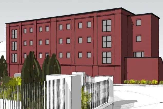 An architect drawing showing the view from Station Approach and the new apartmentbuilding. Image submitted.