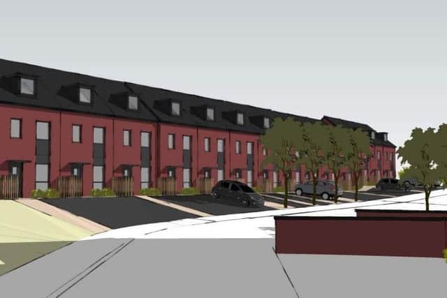 View from Marshalls Rise showing the new terraced housing. Image submitted.