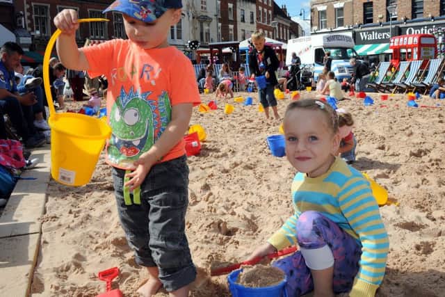 Gainsborough Beach Party.Emma and Maksim Korablikov join in the fun on the beach.