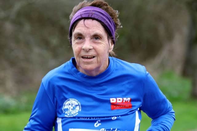 Popular Maureen Allen, who broke new records for lady veterans over the age of 70 at the ABP Humber Coastal Half-Marathon.