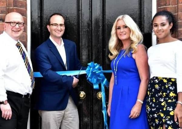 (l-r) Steve Corderoy-Foster (North Notts BID Operations and Projects Manager), George Buchanan (chair of North Notts BID), Sally Gillborn (North Notts BID Chief Executive), Emmie Squire-Norton (North Notts BID Marketing Apprentice)