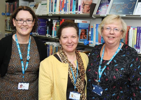 The Hub, Bassetlaw Hospital, official opening.
Pictured in the new library are from left, Sarah Garner the Clinical/Outreach Librarian, May Mammo, Consultant in Obstetrics and Gynaecology and the Knowlegde and Library Service manager Janet Sampson.