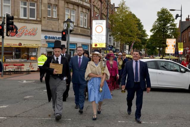 Worksop Charter Day, 85th anniversary of the historic event where Worksop was granted a Town Charter. Re-enactment of the Charter arriving in Worksop