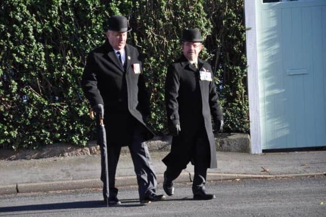 Ron Oldfield and Jason Figgett of Crowle en route to the Remembrance Day church service in Epworth. Picture: Harold Woolgar