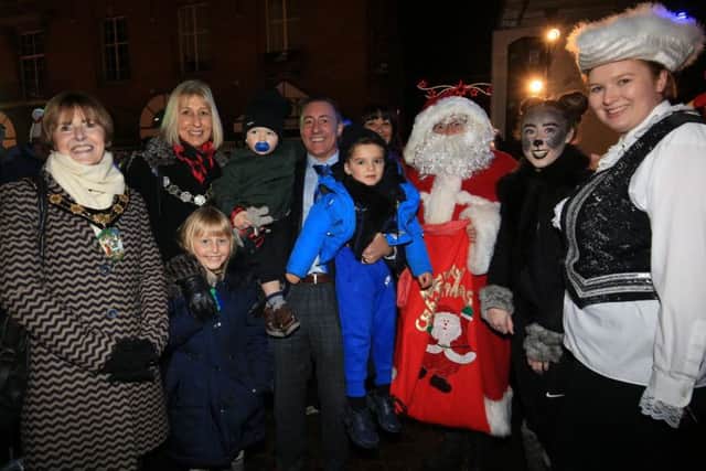 The Market Place switch-on with Santa, the cast of Dick Whittington and local dignitaries. Photos by Chris Etchells.