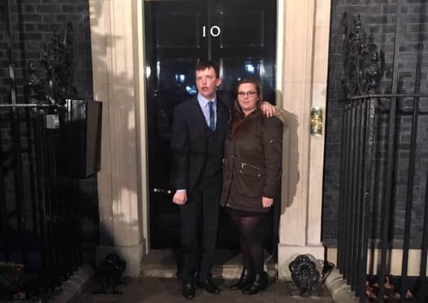 Jack and Jaimie outside 10 Downing Street