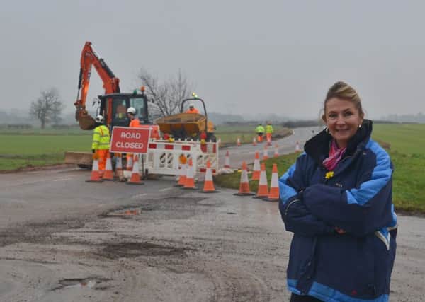 Road closure in Blyth is damaging business, pictured is Sally Richardson of Northern Garden Supplies