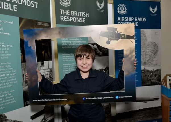 Heroes Of The Airfields travelling exhibition at Gainsborough Heritage Centre, pictured is Nevan Birkitt, 10
