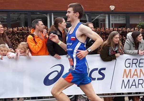 Mat Huteson, who was the first Strider to cross the line in the Manchester Marathon. (PHOTO BY: Kirsty Smithson)