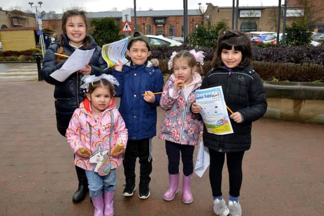 Charity Easter Egg hunt in Marshallâ¬"s Yard, Gainsborough, pictured are the Duric family Lornada, nine, Lilyarner, two, Armani, six, Louisa, four and Angelina, five