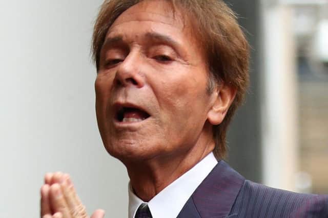Sir Cliff arriving at court this morning