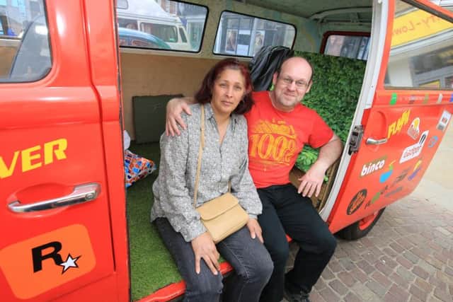 VW Beetles gathering in Gainsborough Market Place on Sunday. Pictured are Heather and Colin Barnes. Picture: Chris Etchells.