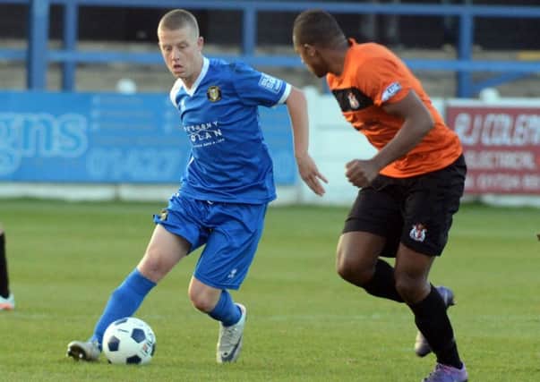 Terry Hawkridge, now with Notts County, in action for Gainsborough Trinity back in November, 2012.