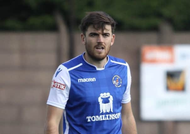 Joe Maguire, pictured here playing for Buxton, has signed for Gainsborough Trinity