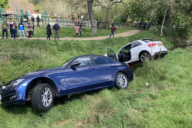 Officers in an unmarked blue BMW pursued the suspected stolen white Audi for 10 minutes (Photo: SWNS)
