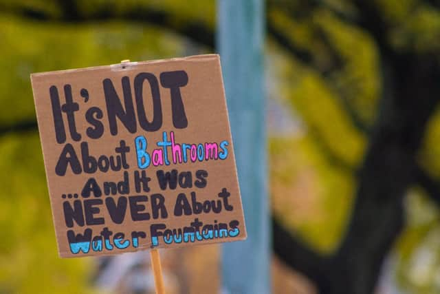 A trans rights protest placard. This weekend saw activists campaign for trans rights at the 16th annual Sparkle Weekend event in Manchester. (Credit: Shutterstock)