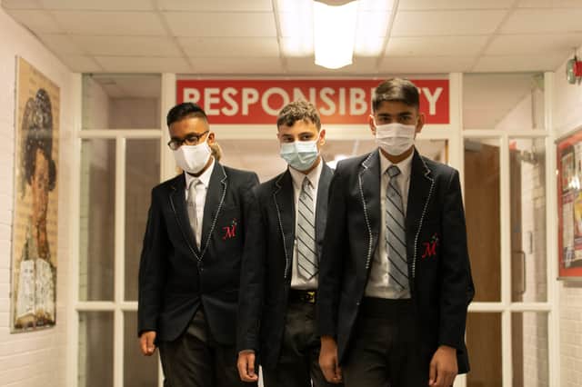Students in England won’t have to wear masks at school - but it’s ‘highly recommended’(Photo by OLI SCARFF/AFP via Getty Images)