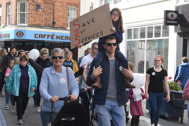 Families on the march for Pilgrim