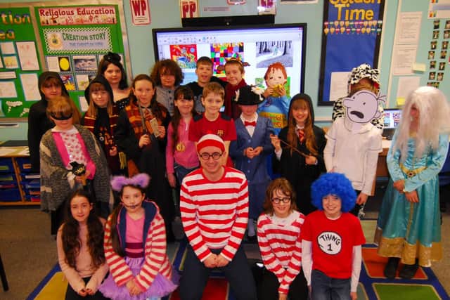Brown's School, Horbling, Sunflower Class (years 5 and 6) with teacher Stewart Mudie.