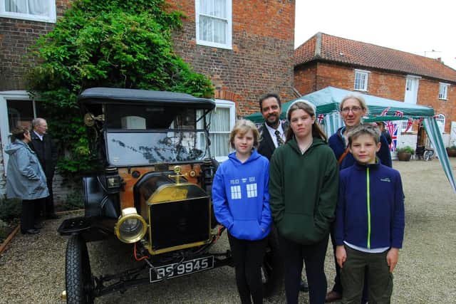 The Pullen family from Lincoln with an old Model T Ford at the centenary at Manor Stables, Martin. From left - Richard, Joanne (front) children Grace, hannah and William.