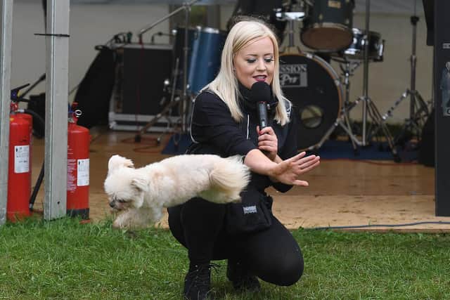 Lucy Heath of Billingborough and Trip Hazard performing stunts at the Concert Marquee.