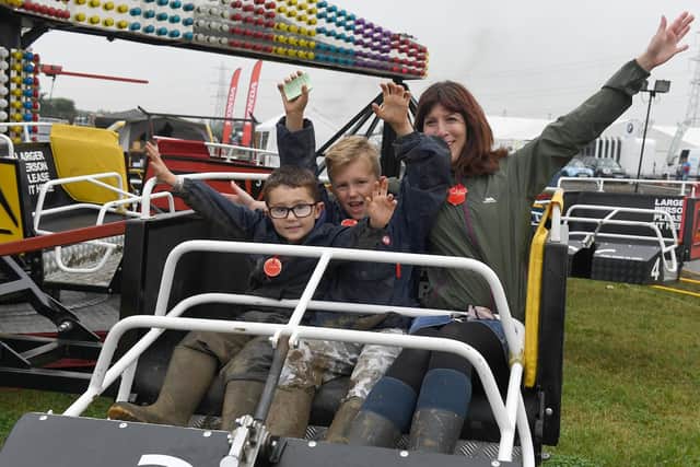 Heckington Show. Emma Deakin of Heckington with L-R Oliver Clarke 7 and William Clarke 10.