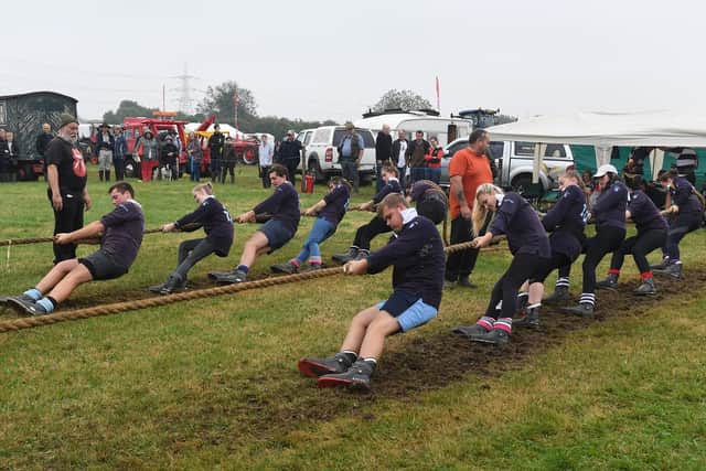 Tug of war teams take the strain at Heckington Show.