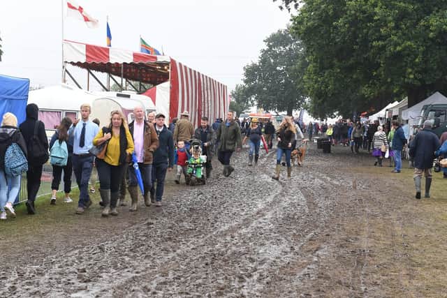 Muddy underfoot near the show arena.