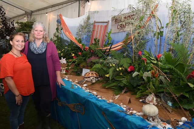 Heckington Show. L-R Jessica Notley of Blooming Crafty and Hannah Price of Feltscape.