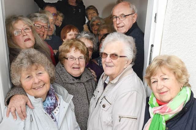 The Inner Wheel of Sleaford Kesteven crams 16 people into a toilet during their toilet games day.