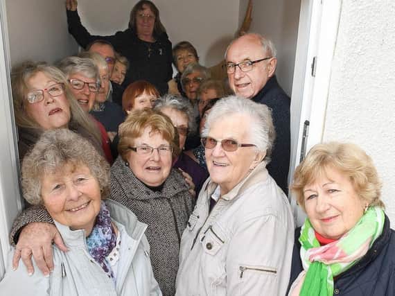 The Inner Wheel of Sleaford Kesteven crams 16 people into a toilet during their toilet games day.