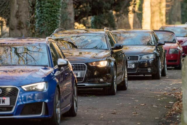 The police led funeral procession for George Smith this afternoon. Photo: John Aron