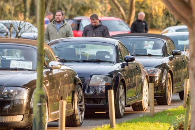 The police led funeral procession for George Smith this afternoon. Photo: John Aron